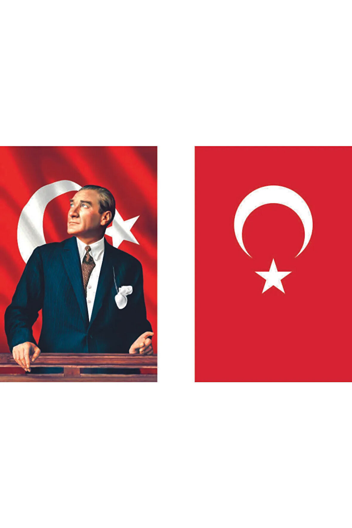 Atatürk Raşel Kumaş Ve Türk Bayrağı Ikili Set 70x105cm