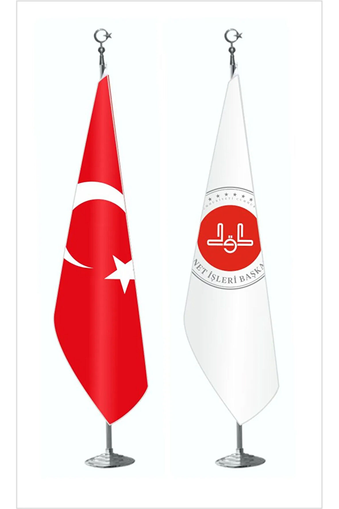 Diyanet Işleri Başkanlığı Logolu Makam Bayrağı Ve Türk Bayrağı Takım