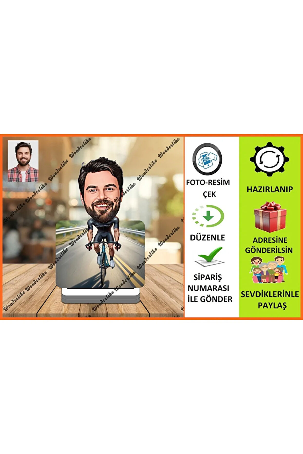Bisiklete Binen Adam Karikatür Biblo,Sevgiliye Hediye,Doğum Günü Hediyesi