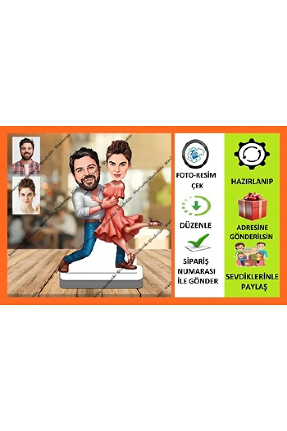 Genç Arkadaşlar Karikatür Biblo,Sevgiliye Hediye,Doğum Günü Hed
