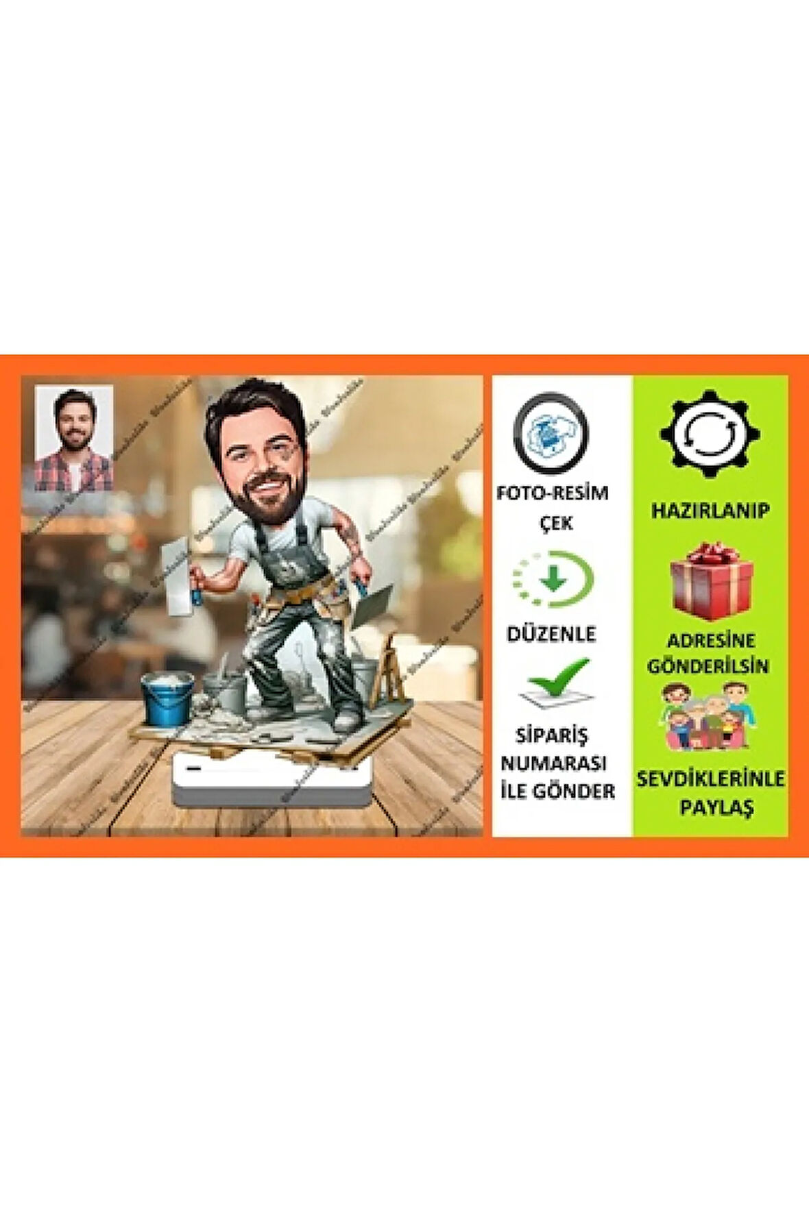 İnşaat Ustası Karikatür Biblo,Sevgiliye Hediye,Doğum Günü Hediye