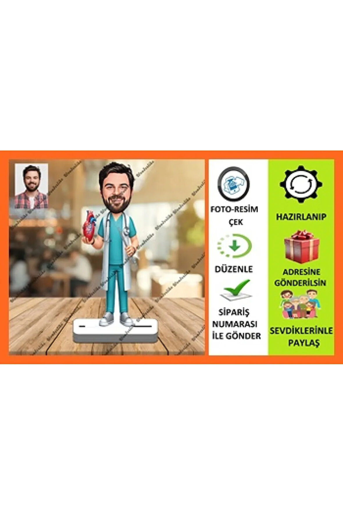 Kardiyolog Karikatür Biblo,Sevgiliye Hediye,Doğum Günü Hediyesi