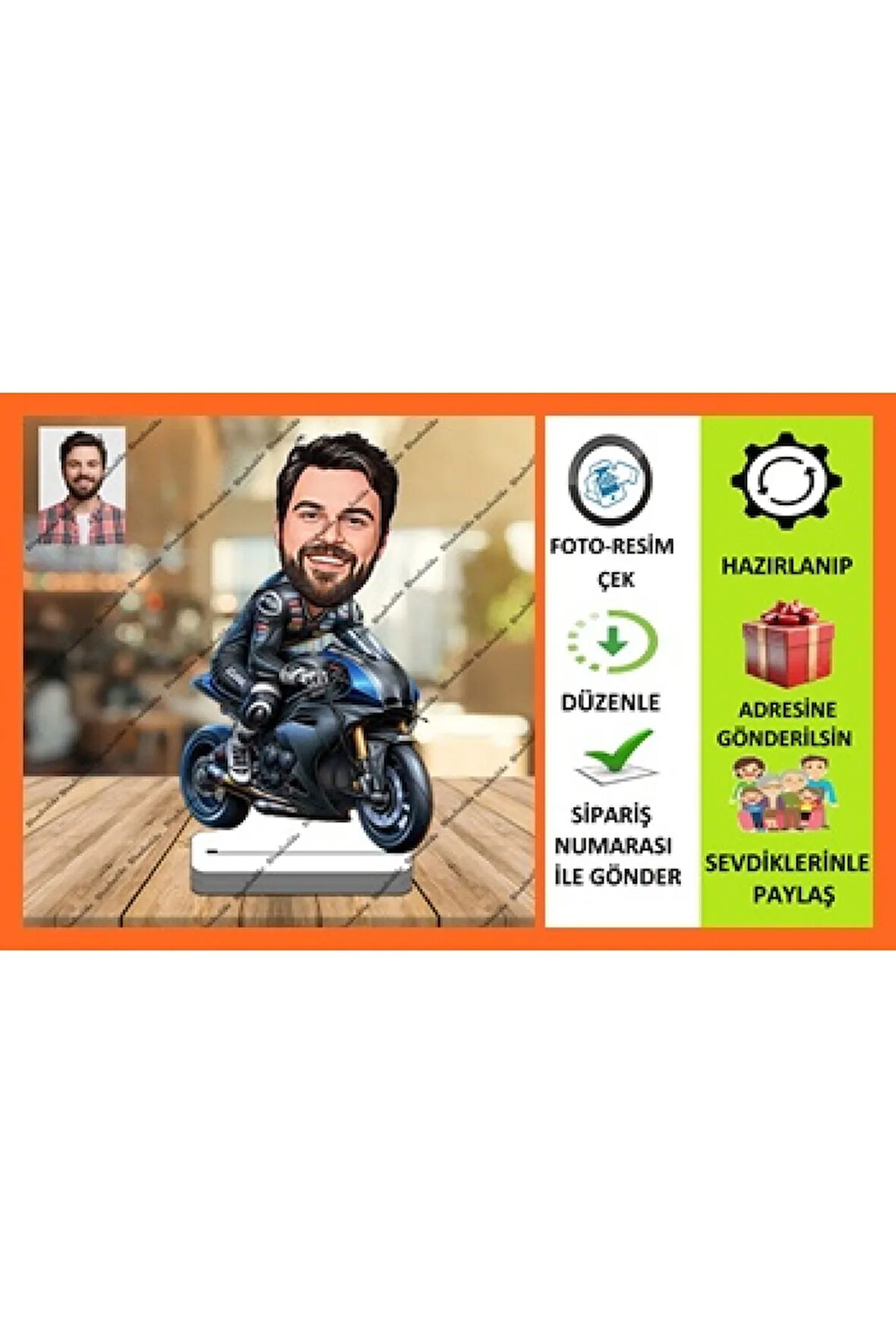 Motorsiklet Tutkunu Karikatür Biblo,Sevgiliye Hediye,Doğum Günü