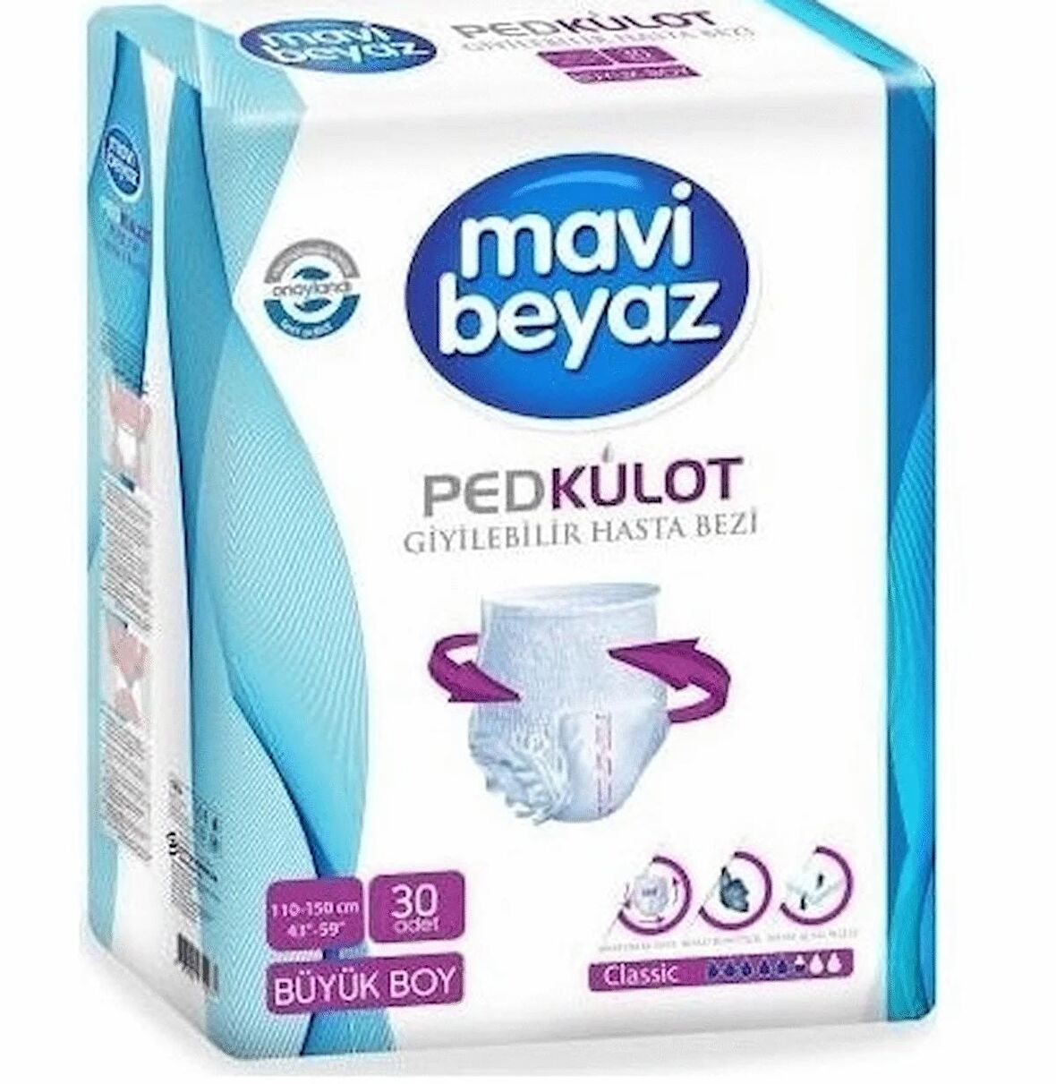 Mavi Beyaz Ped Külot Hasta Bezi Büyük Boy Large 30 Adet