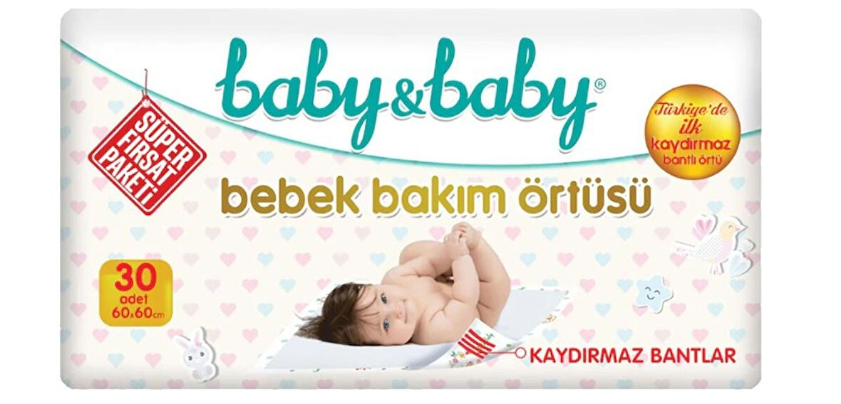 Baby&Baby Kaydırmaz Bantlı 30'lu Bebek Bakım Örtüsü	