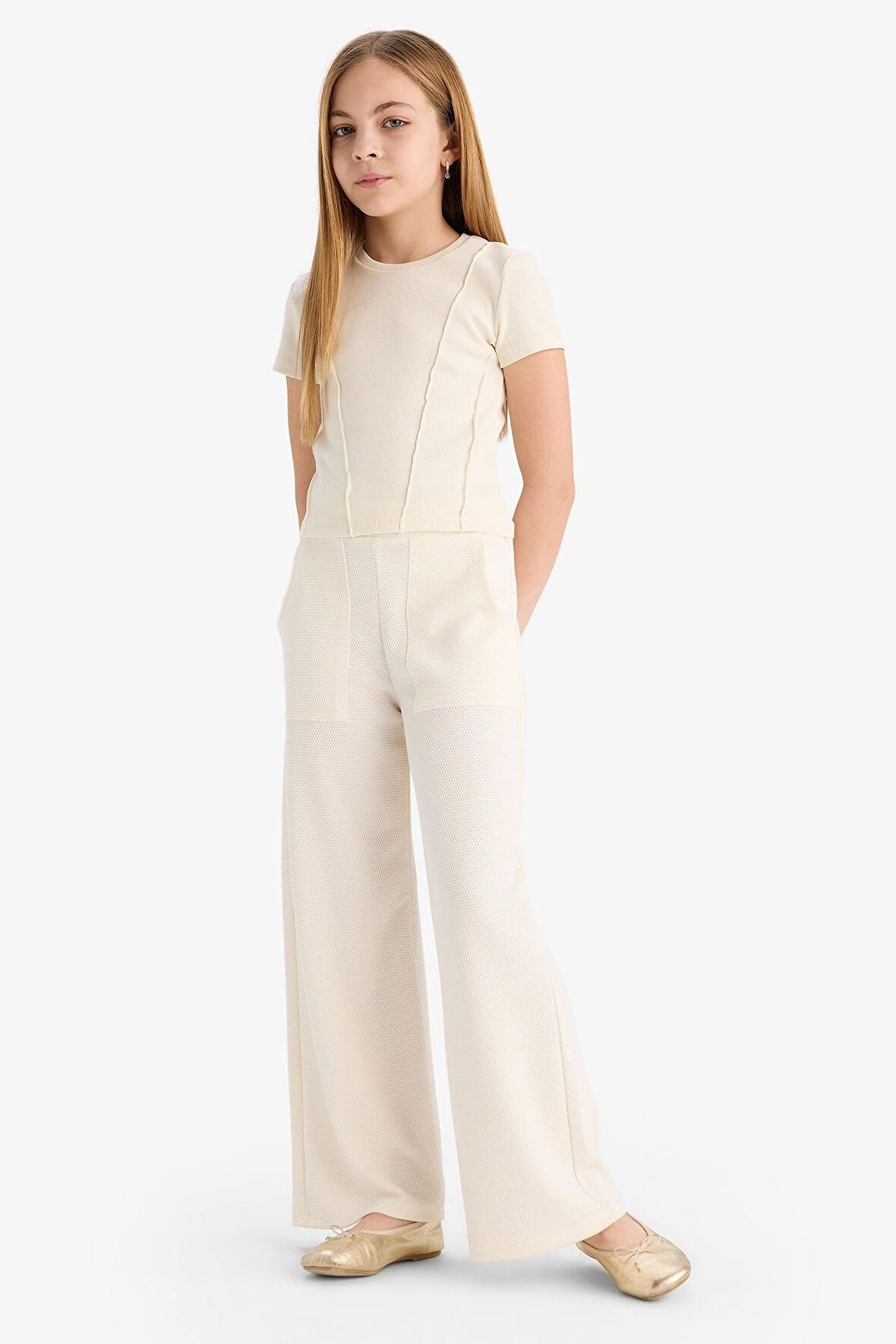 DeFacto Kız Çocuk Wide Leg Geniş Bol Paça Beli Lastikli Eşofman Altı C1180A825SMER98