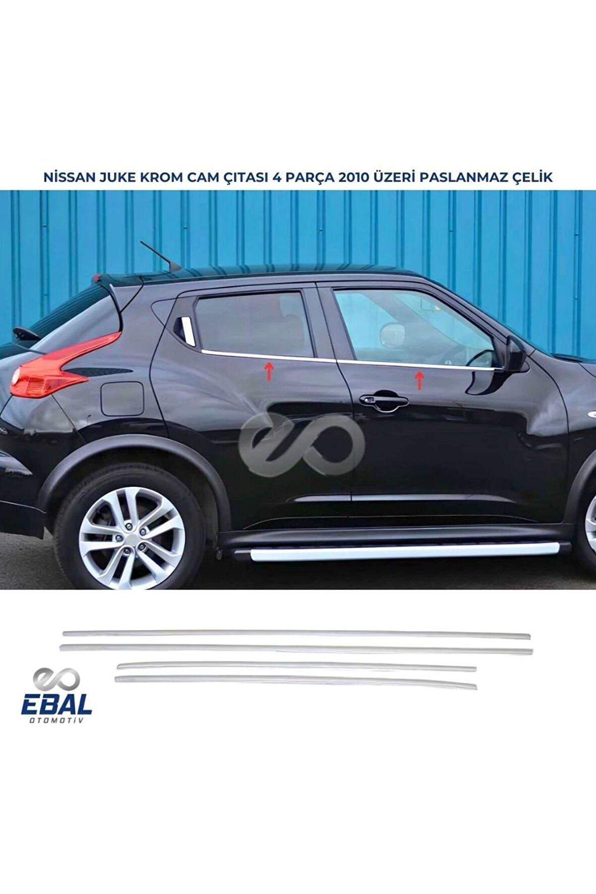 Nissan Juke Krom Cam Çıtası 4 prç. 2010 Üzeri P. Çelik