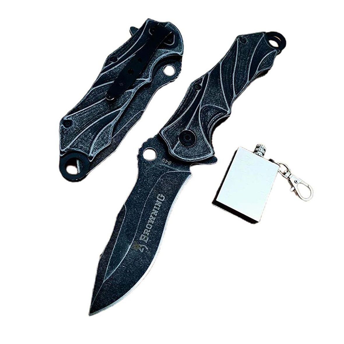 Browning Marka 23 cm Otomatik Çakı Metal Kibrit ile