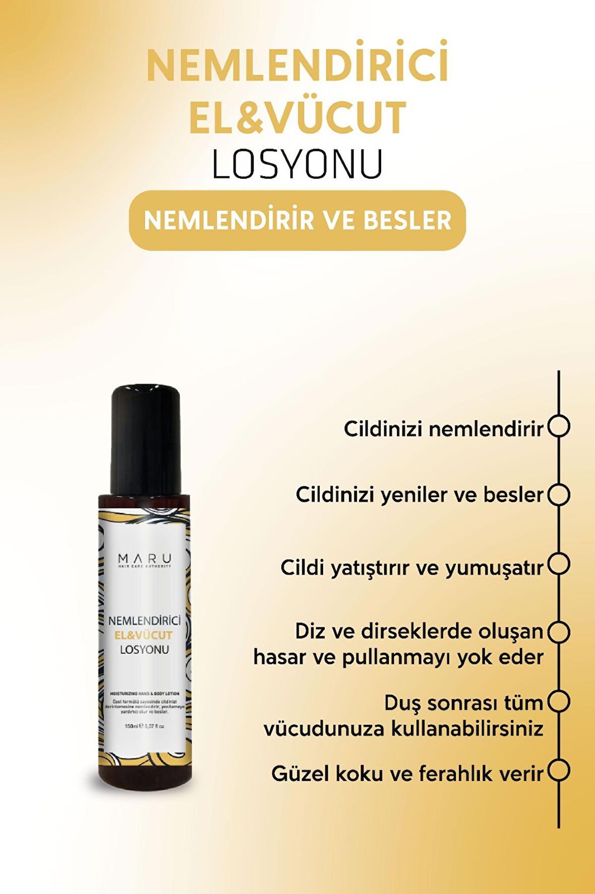 Maru Yoğun Nemlendirici El Vücut Yüz Losyon Kremi 150ml