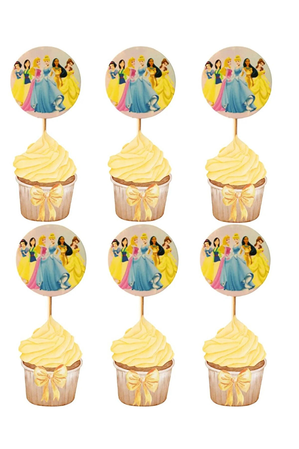 Pamuk Prenses Temalı Doğum Günü Cupcake & Pasta Süsleme Kürdanı Pamuk Prenses 16 Adet 4 cm