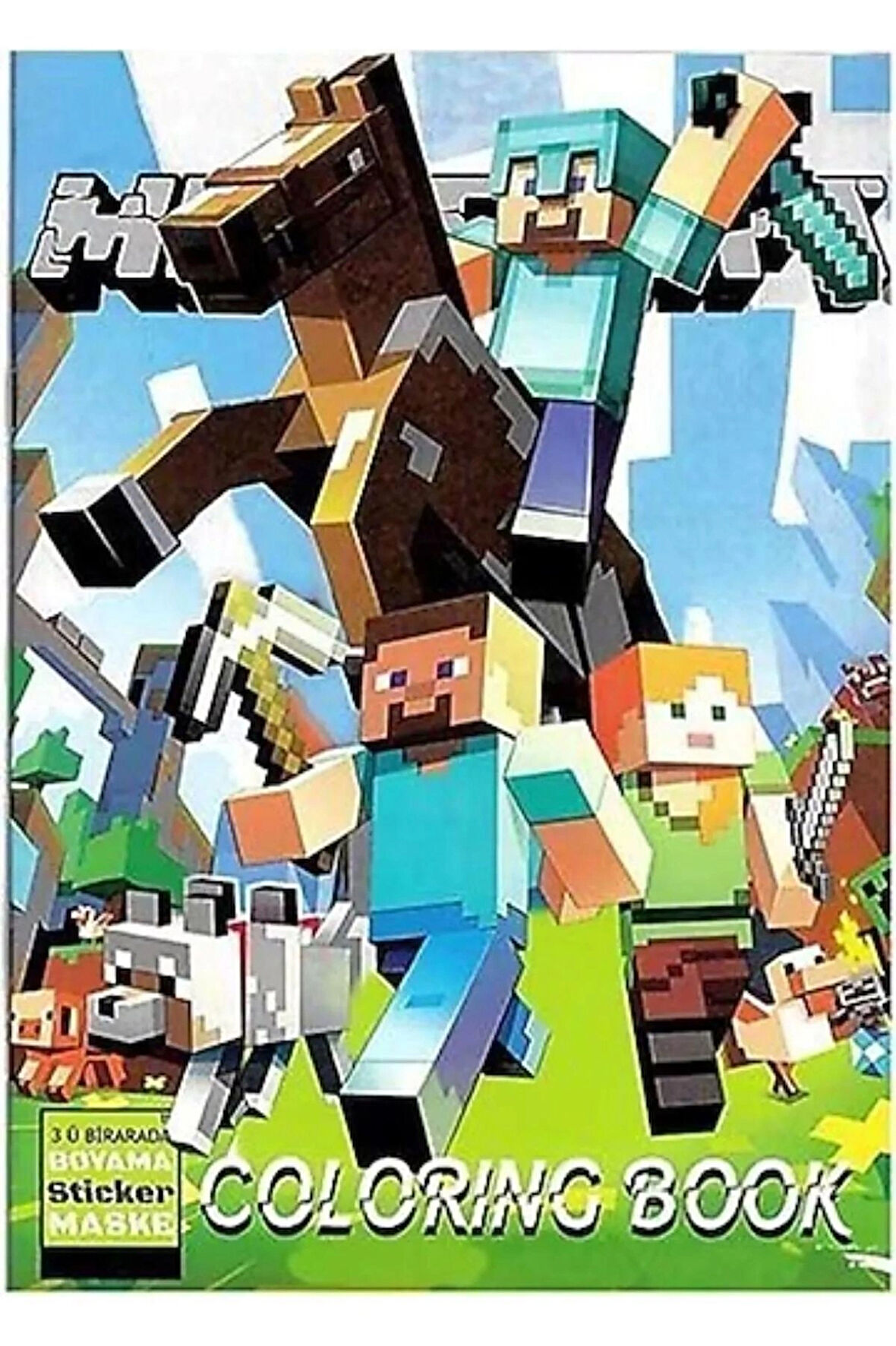 Boyama Kitabı Minecraft Stickerlı (Arka Kapak Kesilerek Maskeli )Boyanacak Sayfa Sayısı 16