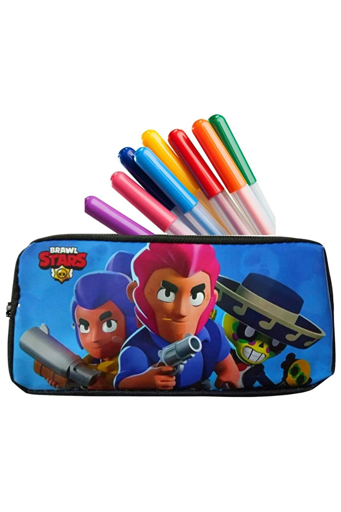 Brawl Stars Kalem Kutusu Kalemlik Resimli Fermuarlı Kumaş Kalem Çantası Çift Gözlü