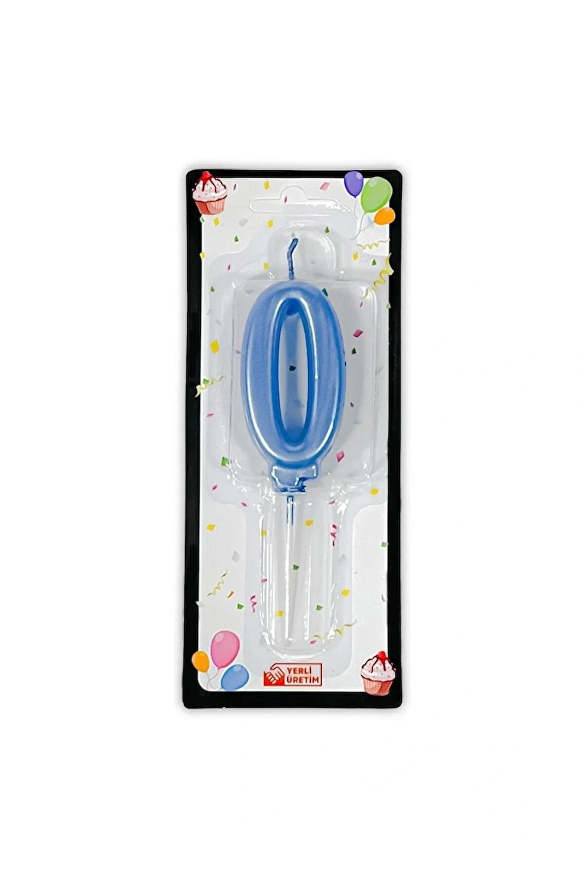 Sıfır 0 Sayı Rakam Mum Mavi Renk Yaş Pasta Mumu Doğum Günü