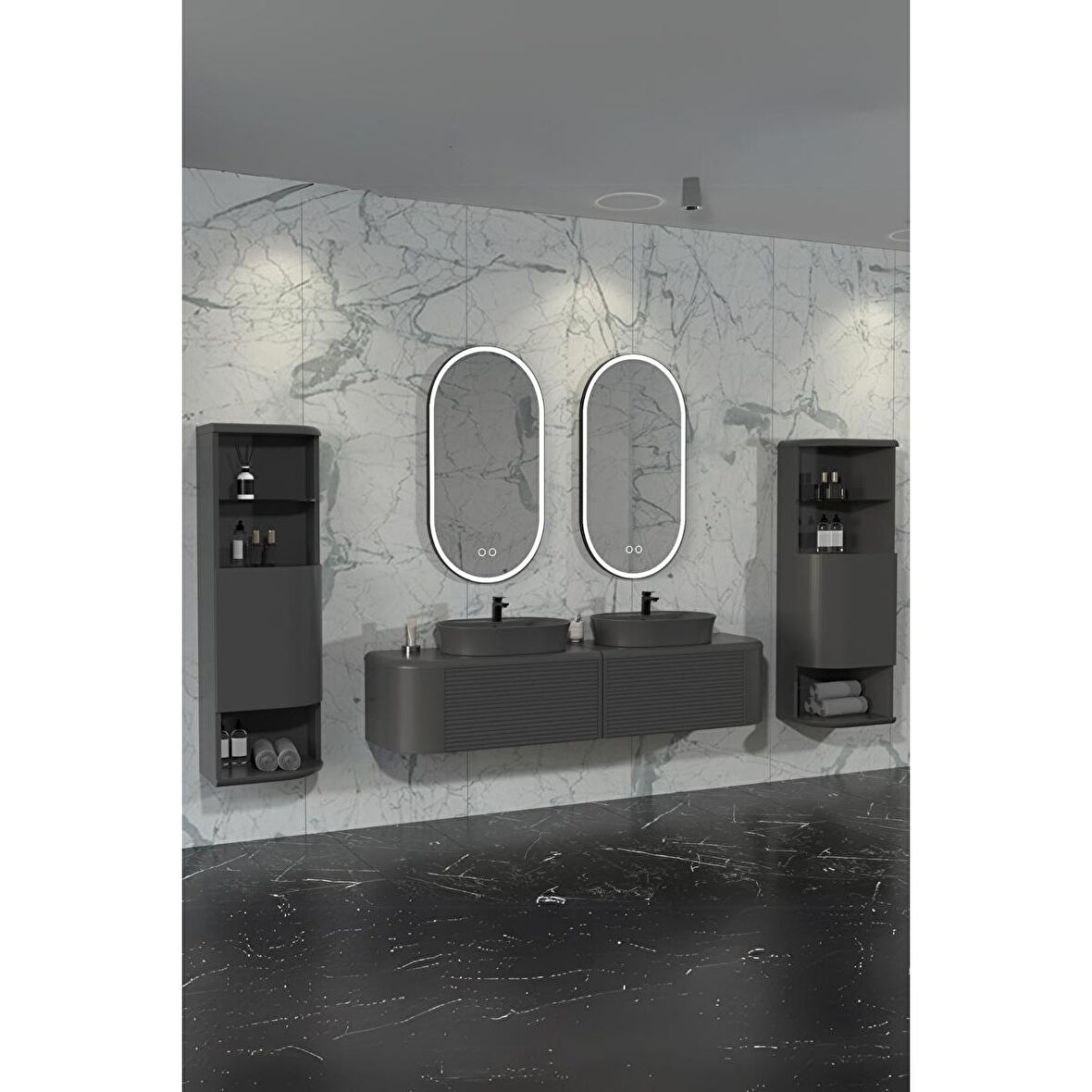 SIESTA DUO 184 CM BANYO DOLABI  ANTRASİT - BOY DOLAP HARİÇ