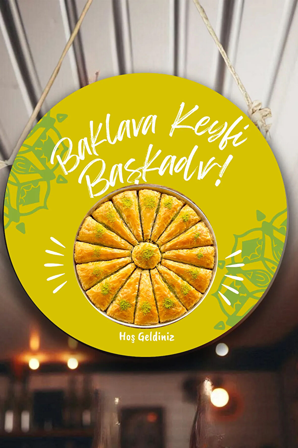 Baklava Salonu Duvar, Kapı, Çift Taraflı Askılı Pano Karşılama Tabelası, Baklava Dükkan Süsü