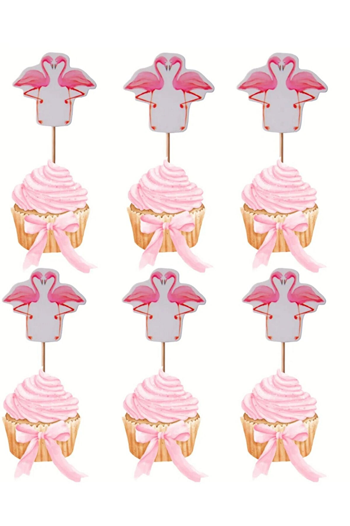 Flamingo Temalı Doğum Günü Cupcake & Pasta Süsleme Kürdanı Flamingo 16 Adet 4 cm