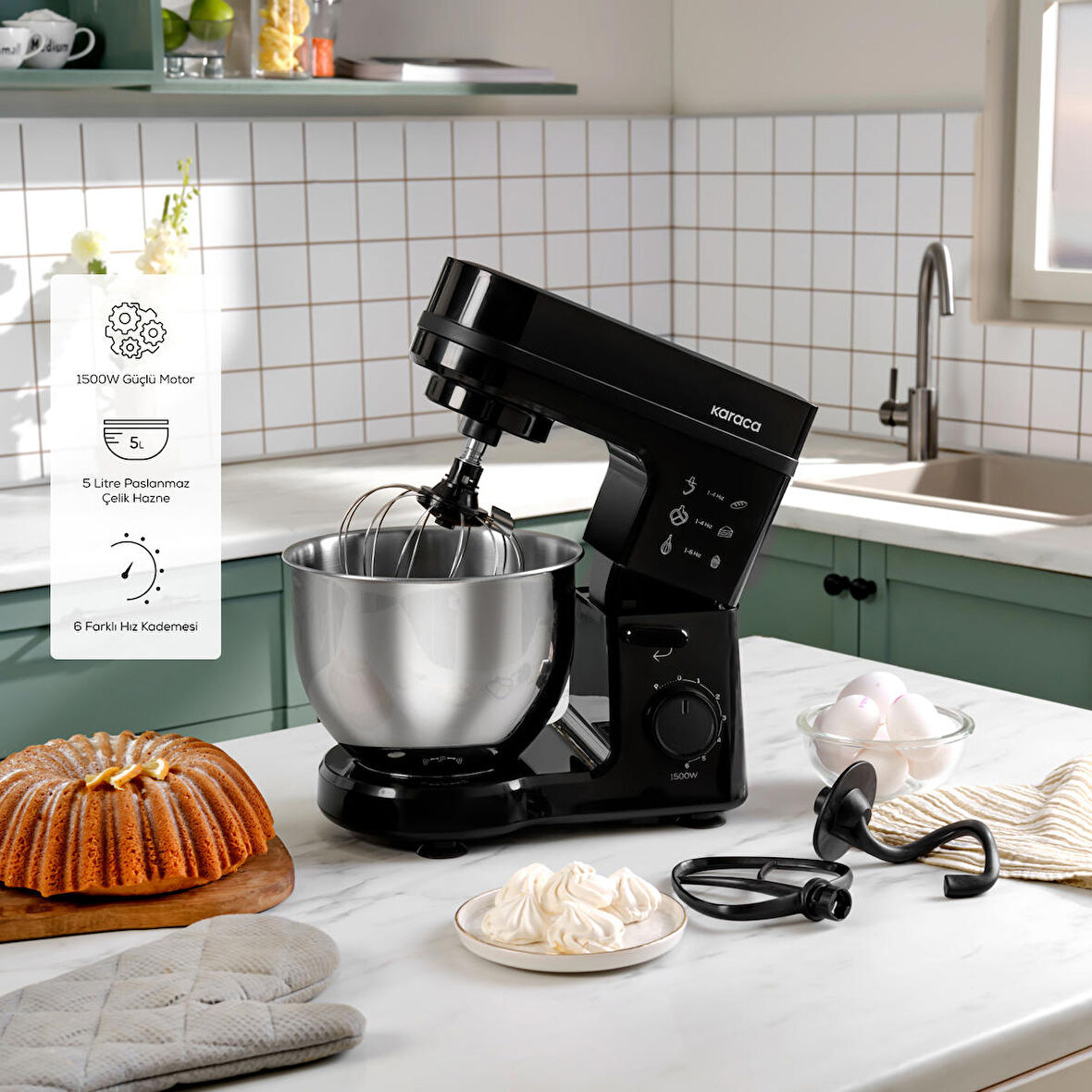 Karaca Maestrochef Stella Stand Mikser Siyah 1500w 5 Litre
