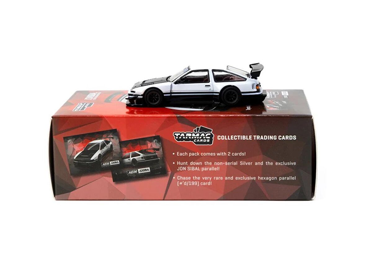 Tarmac Works Toyota Sprinter Trueno AE86 Widebody Beyaz / Siyah Tarmac Kartları ile Birlikte