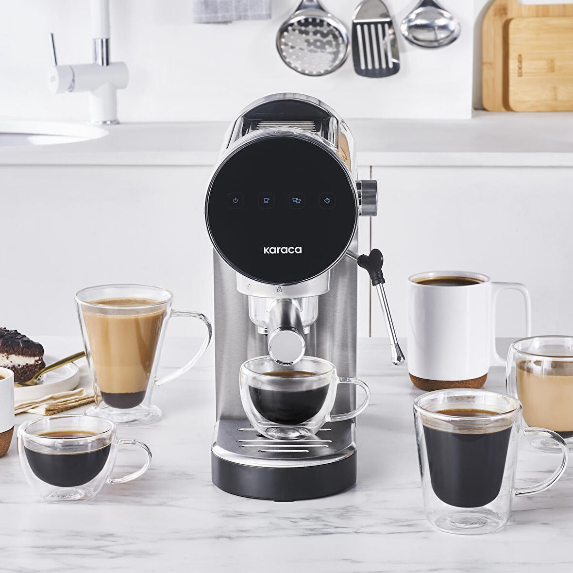 Karaca Coffee Art İnox Dijital 20 Bar Öğütülmüş Espresso Cappuccino ve Kapsül Kahve Makinesi