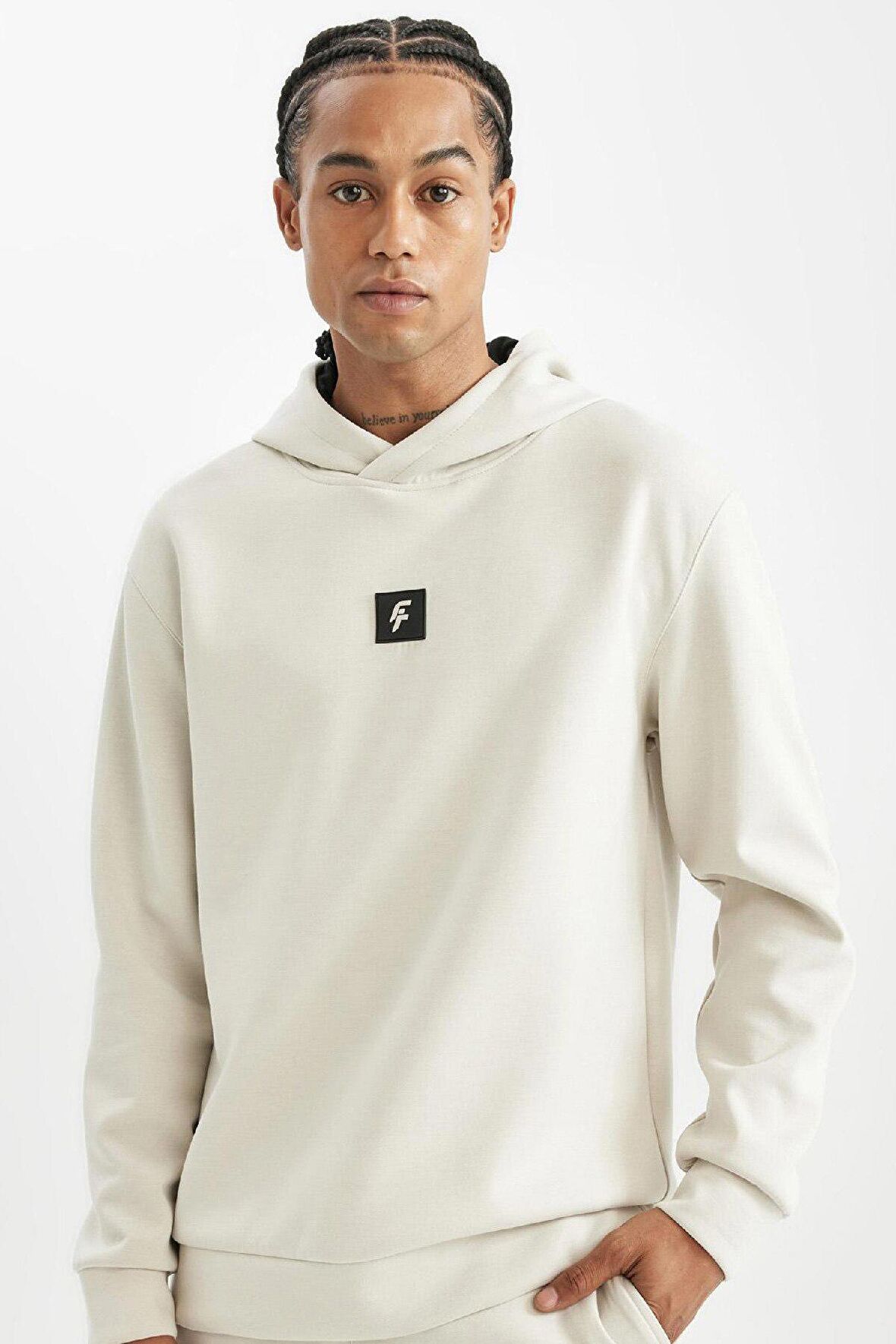 DeFactoFit Standart Fit Kapüşonlu Skuba Dalgıç Kumaş Sporcu Sweatshirt B4758AX24AUBG721
