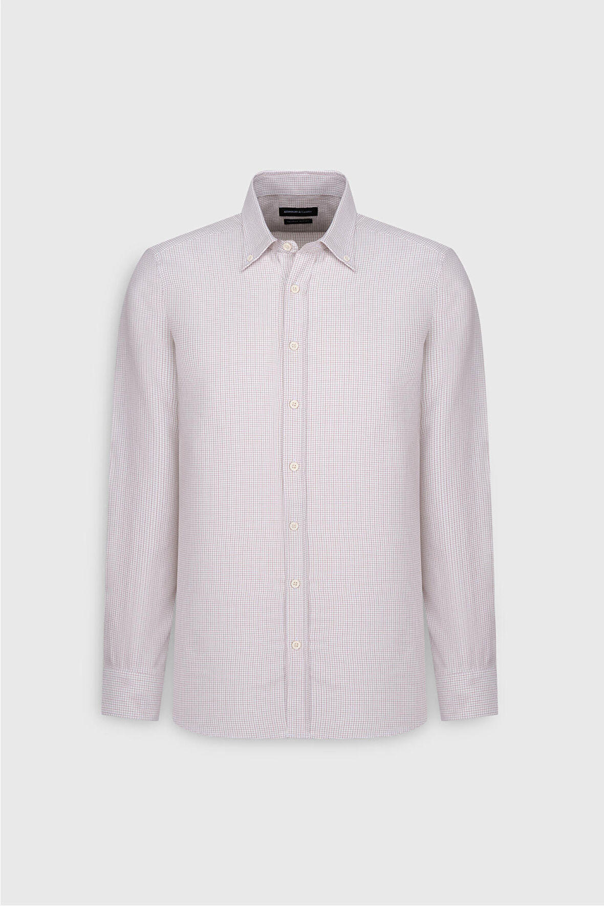 Pamuklu Slim Fit Dar Kesim Düğmeli Yaka Armürlü Gömlek