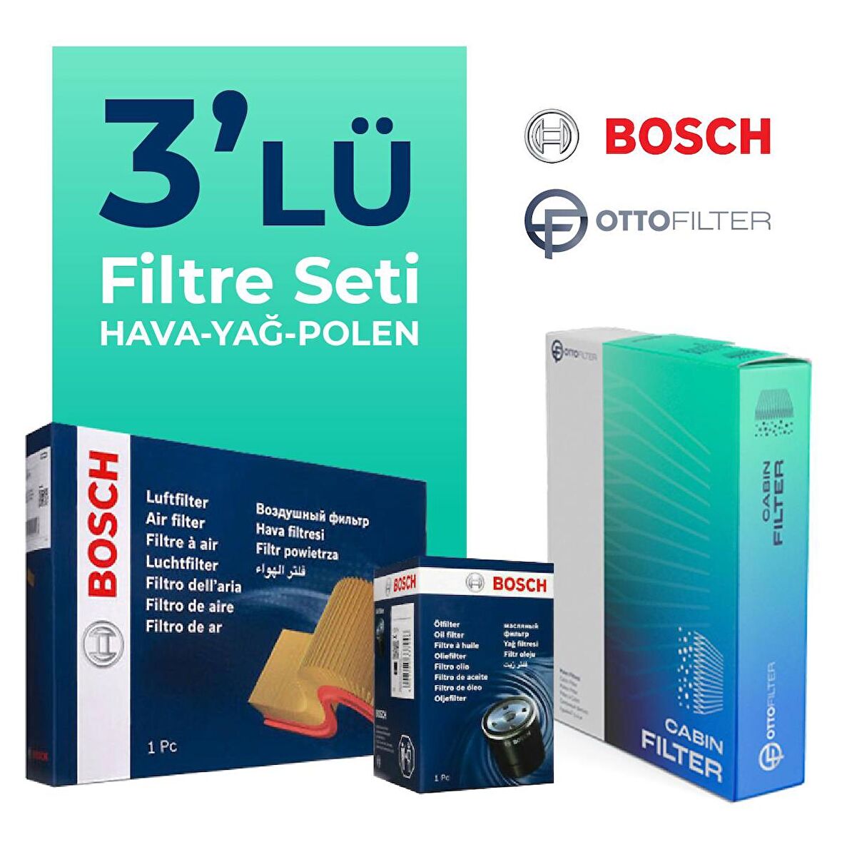 BOSCH Fiat 500 1.2 Filtre Bakım Seti (2009-2020) 3 LU