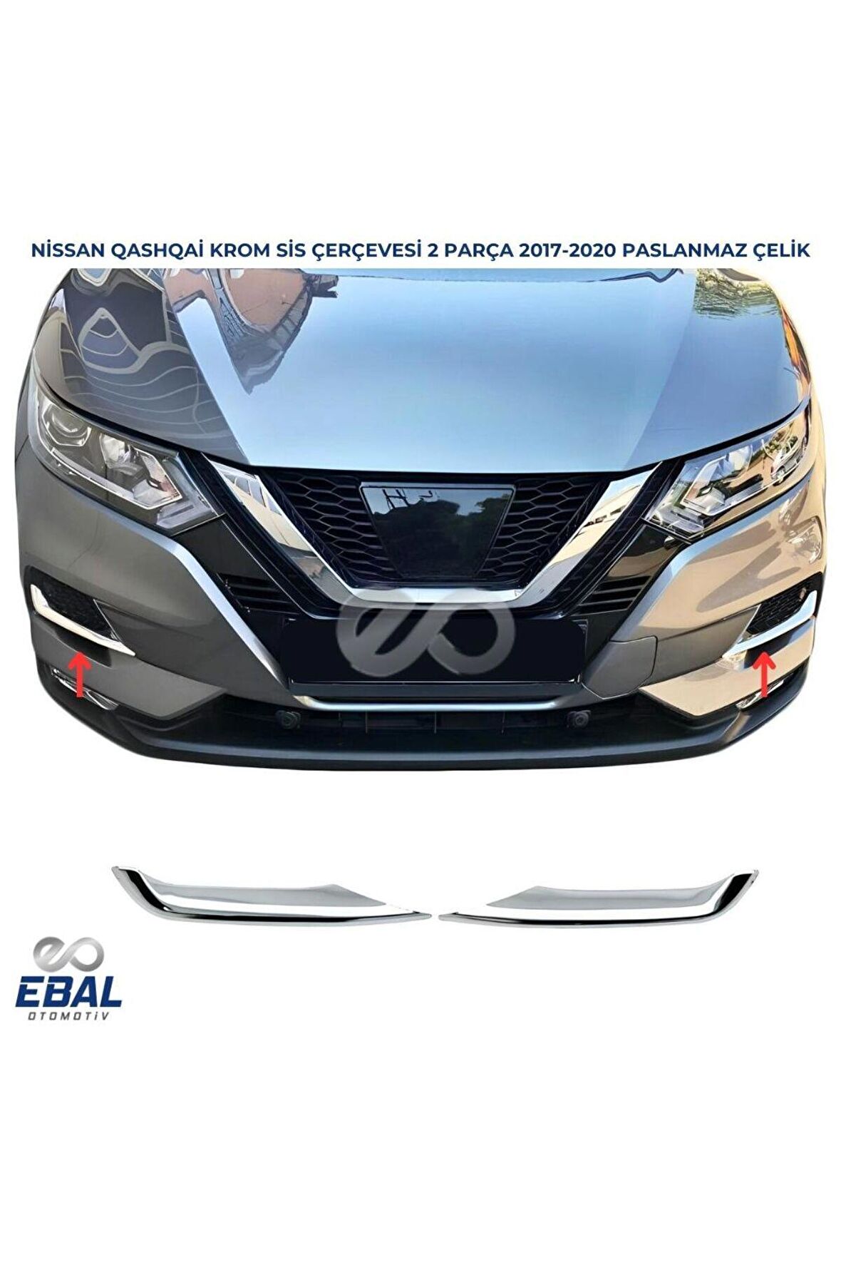 Nissan Qashqai Krom Sis Far Çerçevesi 2 Parça 2017 ve Üzeri
