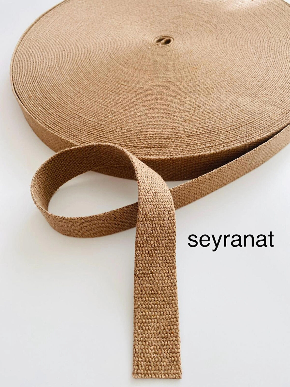 Bej-Açık Kahverengi Şerit Kolon Dar Dokuma 3 cm 3 Metre Çanta Askısı Sapı