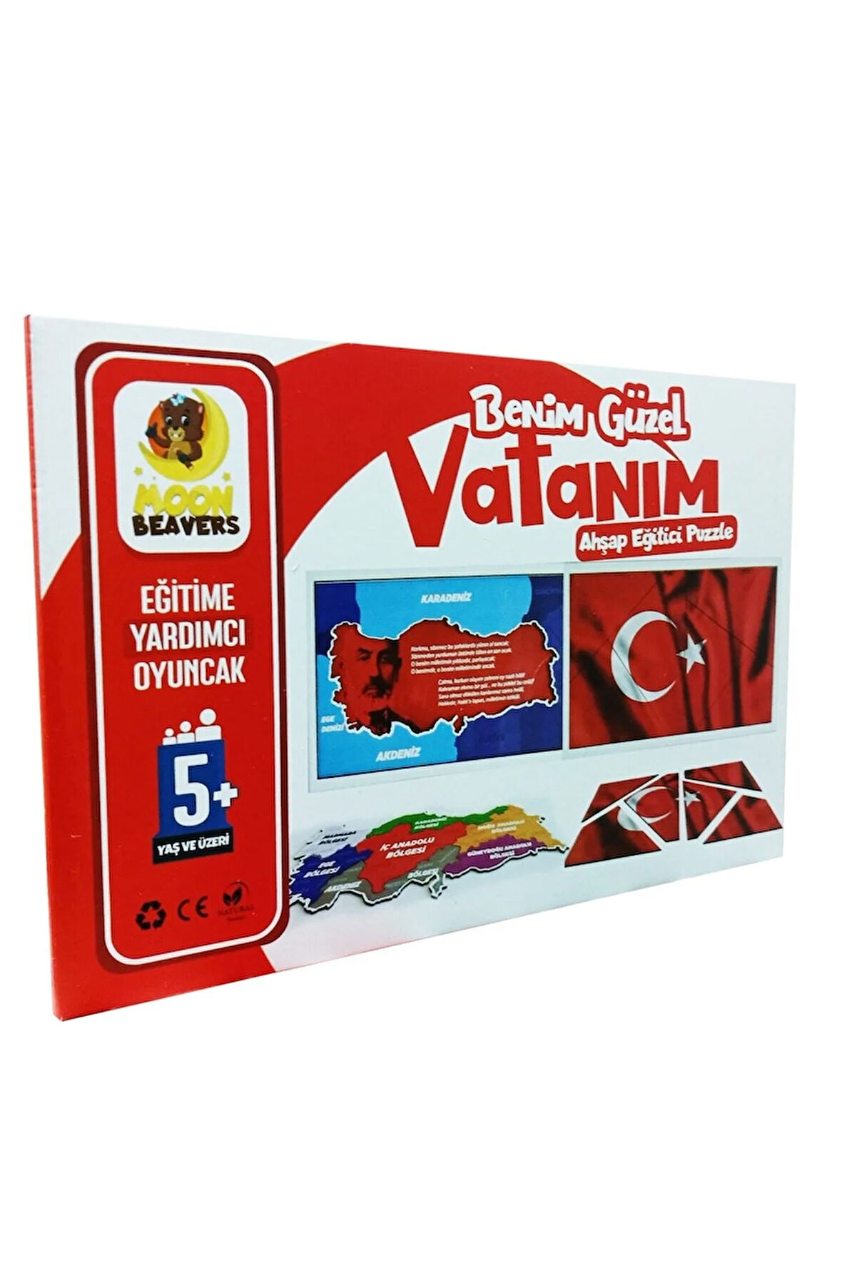 Benim Güzel Vatanım Puzzle Türkiye Bayrak Eğitici Ahşap Oyuncak