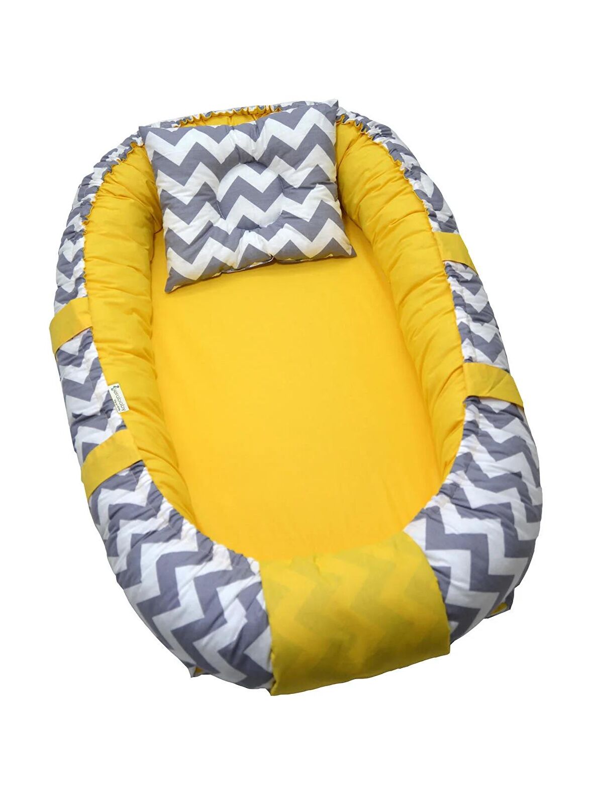 Berababy Deluxe Babynest Gri Zigzag ve Sarı Kombin Bebek Yuvası