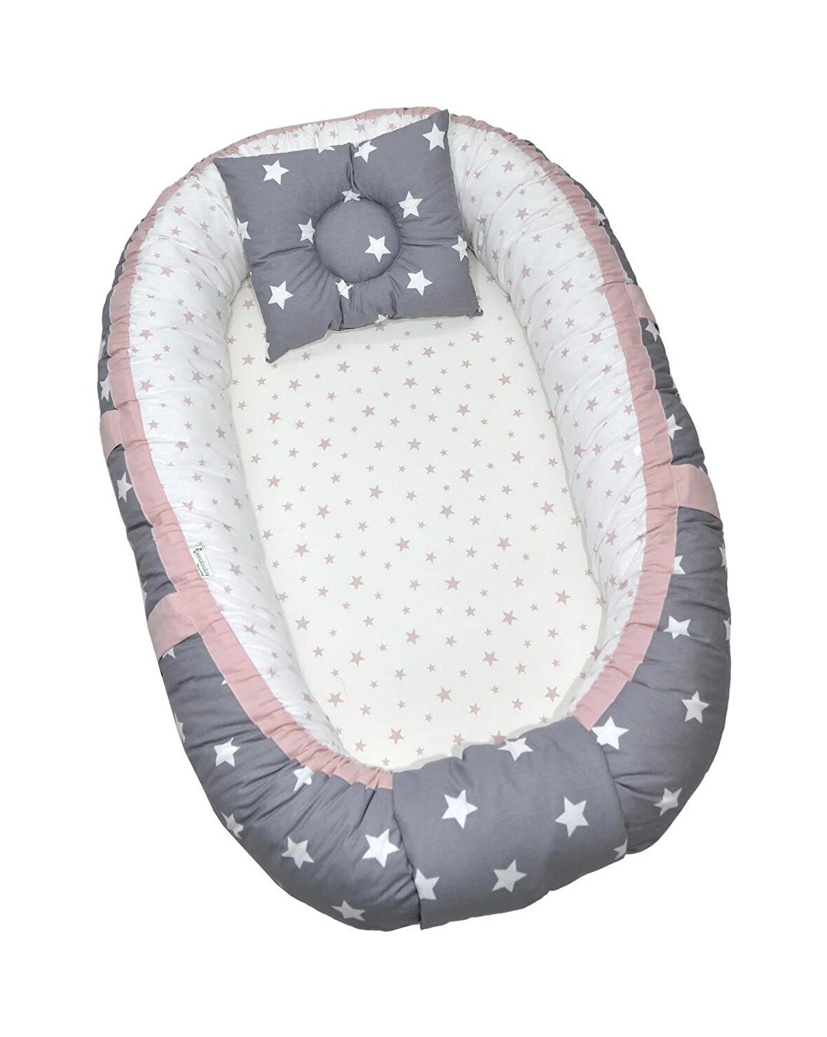 Berababy Deluxe Babynest Gri ve Pudra Kombin Bebek Yuvası