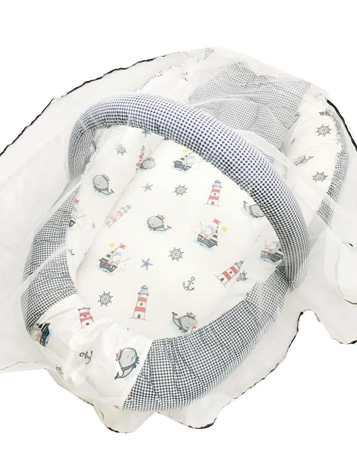 Berababy Ortopedik Yastıklı Babynest Çıkarılabilir Cibinlikli Çapa Tasarım