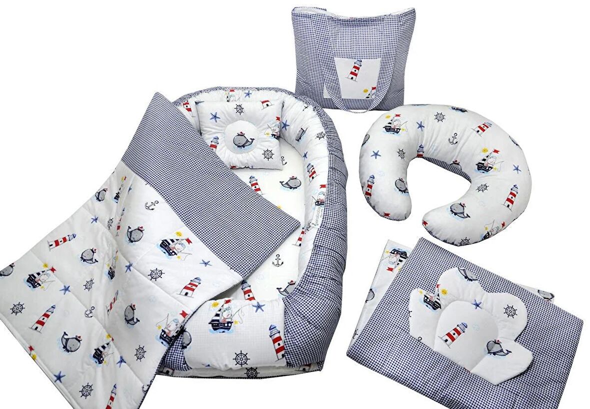 Berababy Babynest Emzirme Yastıklı Çapalı Model Bebek Yuvası 6 Parça Set