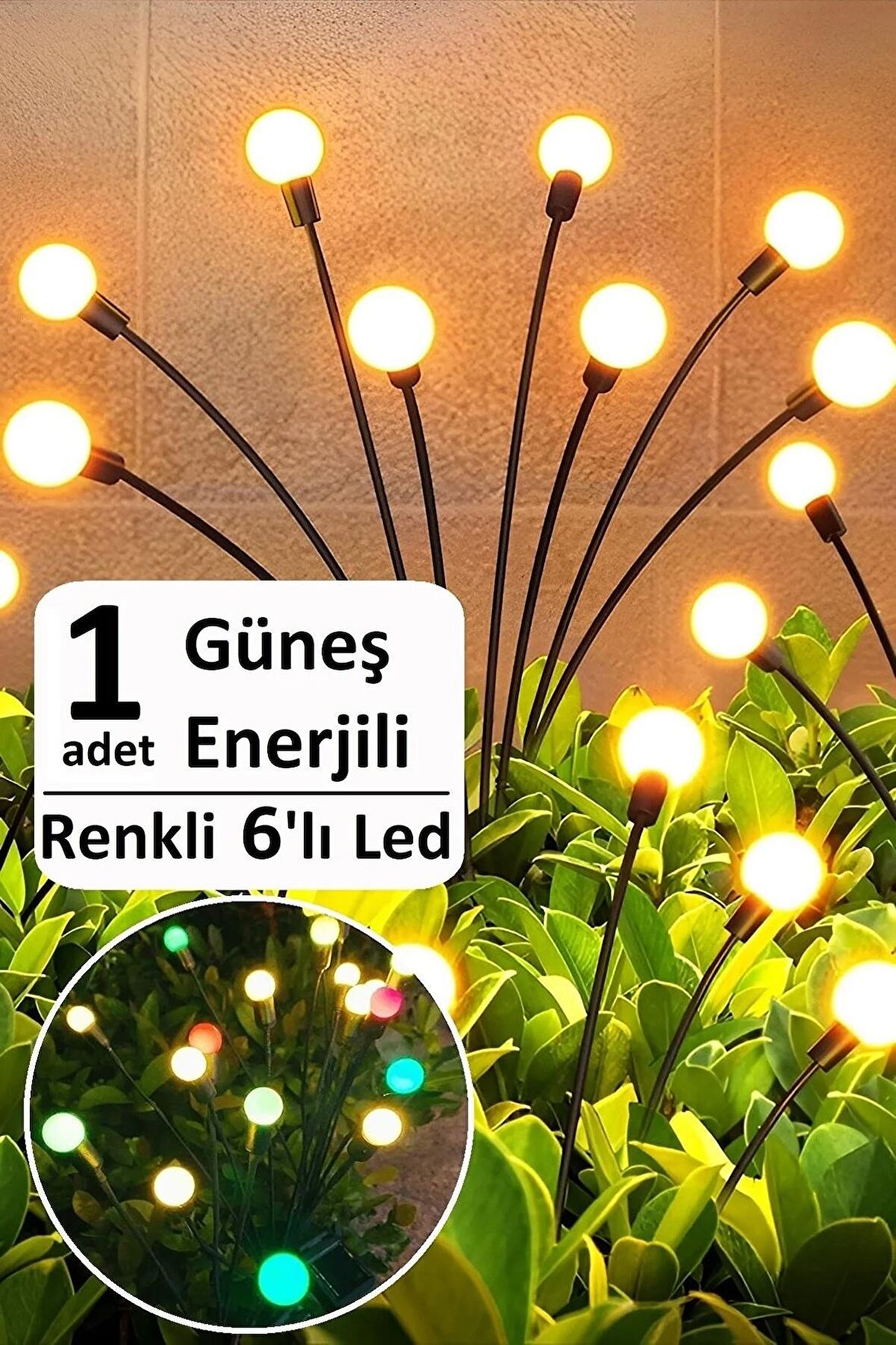 6 Led Renkli Solar Bahçe Işıkları Güneş Enerjili Bahçe Peyzaj Aydınlatma