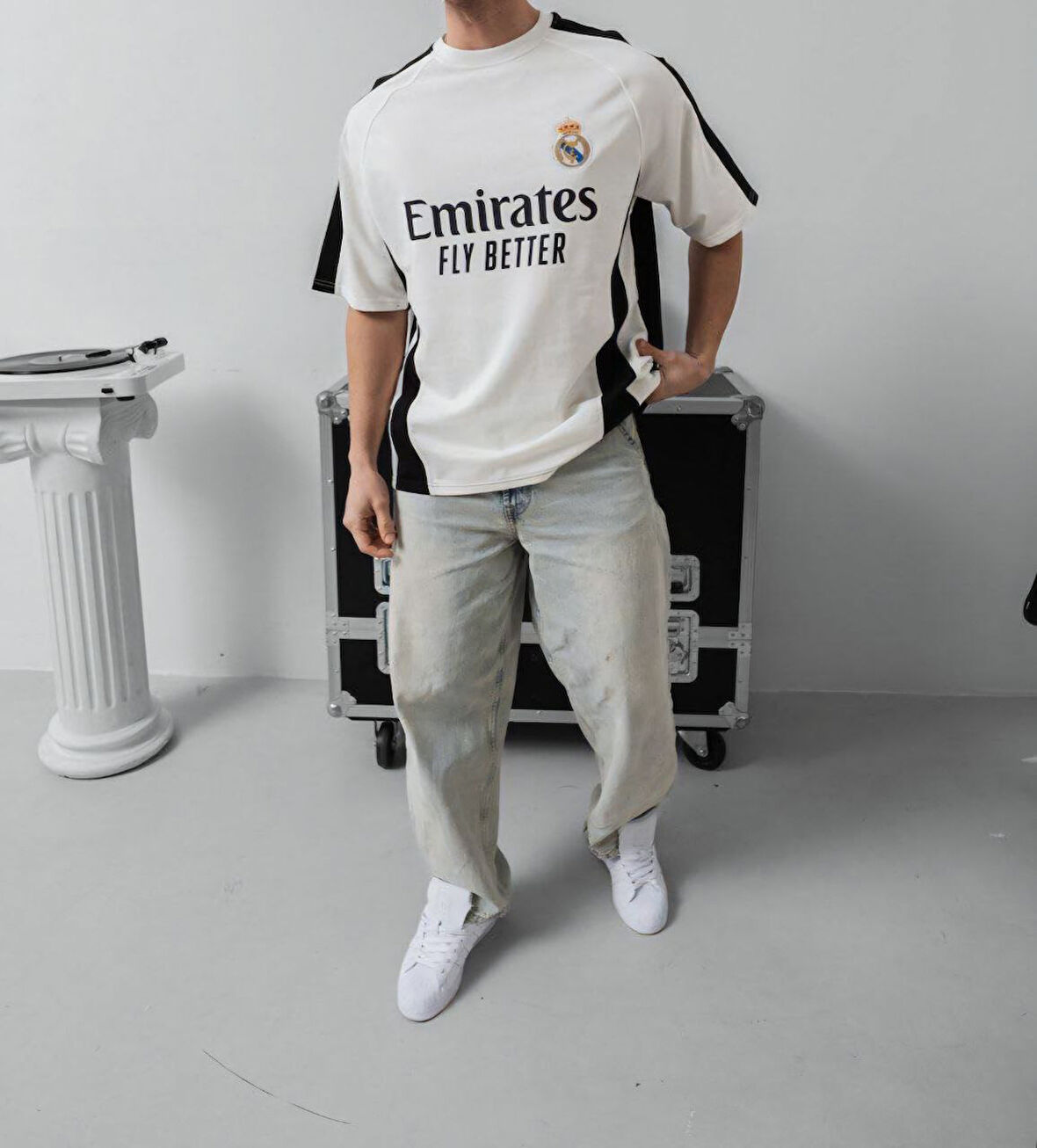 OVERSIZE REAL SİYAH BEYAZ TSHIRT - SİYAH BEYAZ KALİTELİ LİKRALI PENYE TİŞÖRT