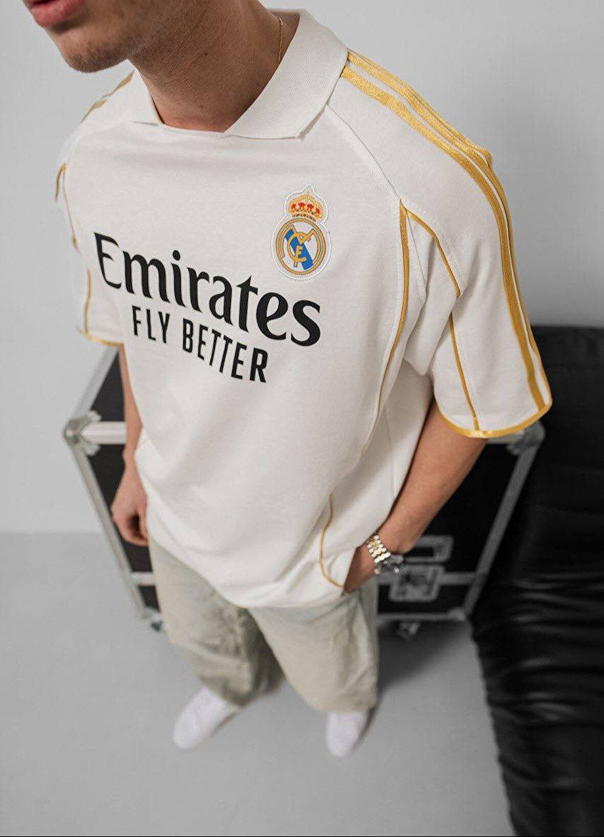 OVERSIZE REAL SARI ŞERİTLİ KISA KOLLU TİŞÖRT - MADRİD KALİTELİ PENYE KUMAŞ t-shirt