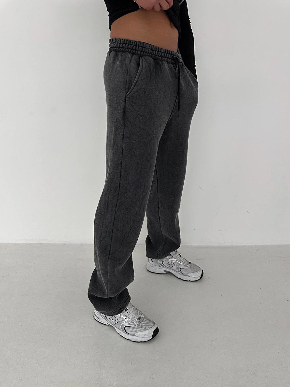 OVERSIZE EŞOFMAN PANTOLON STOPER PAÇA - ŞARDONLU PENYE EŞOFMAN