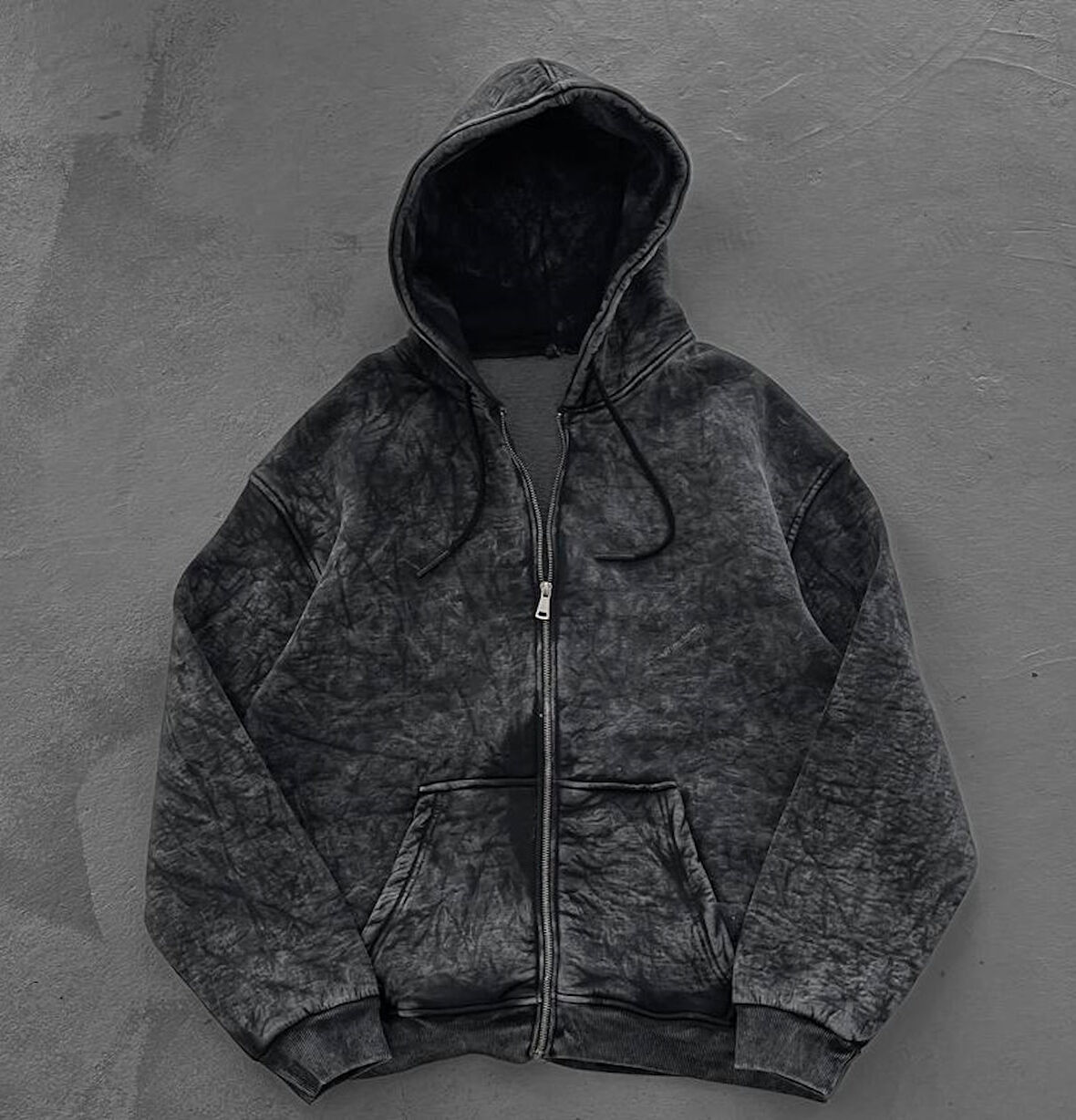 KAPŞONLU FERMUARLI HIRKA - YIKAMALI PENYE ŞARDONLU OVERSIZE HIRKA