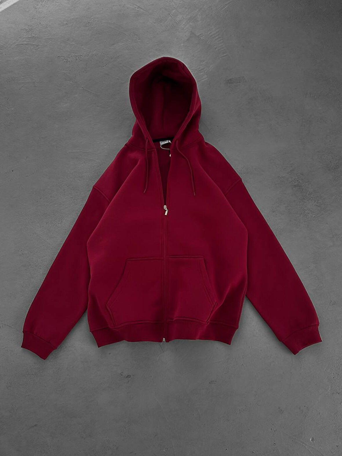 OVERSIZE KAPŞONLU FERMUARLI HIRKA - ŞARDONLU 3 İPLİK %100 KOMPAKT PENYE HIRKA