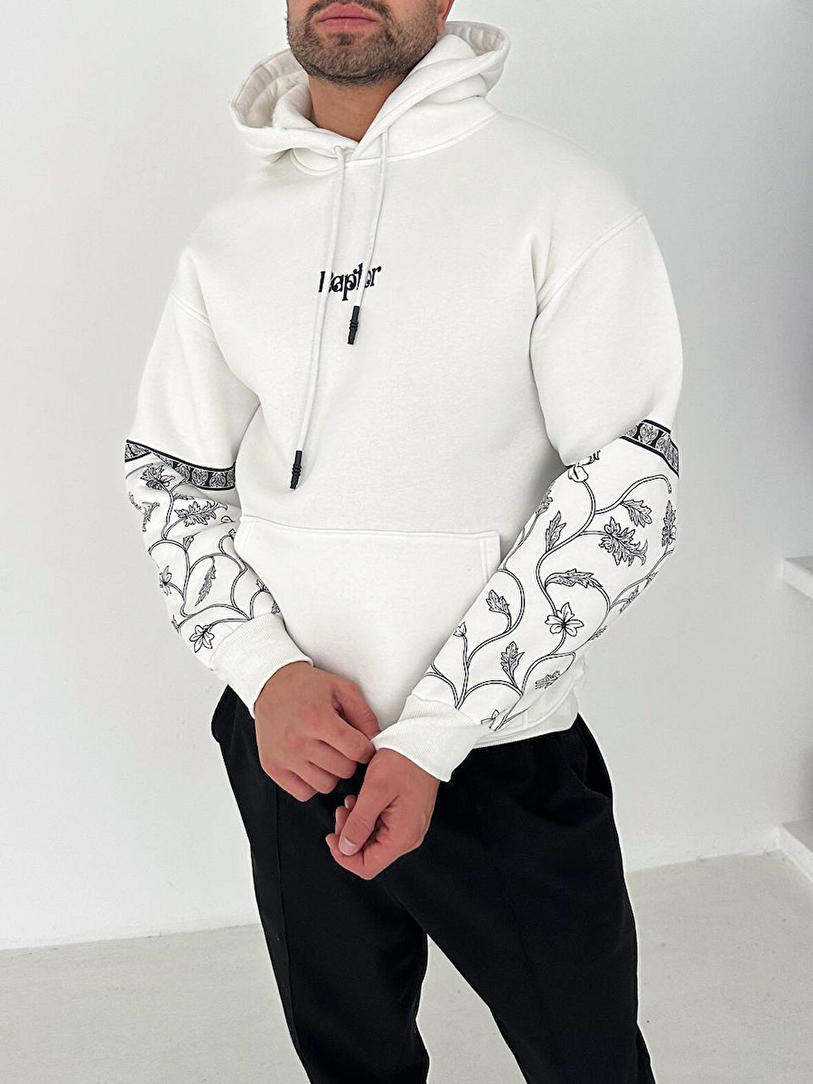 RAPTOR KARTAL KAPÜŞONLU SWEAT - SİYAH BEYAZ KARTAL OVERSIZE SWEAT