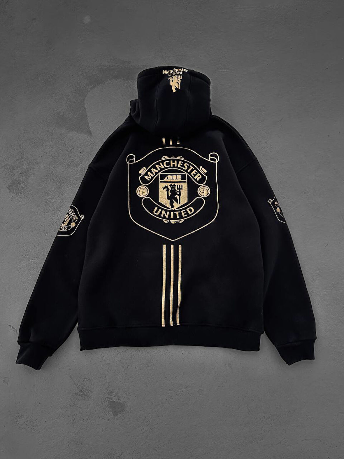 MANCHESTER U SİYAH FERMUARLI HIRKA - OVERSIZE ŞARDONLU KALİTELİ HIRKA