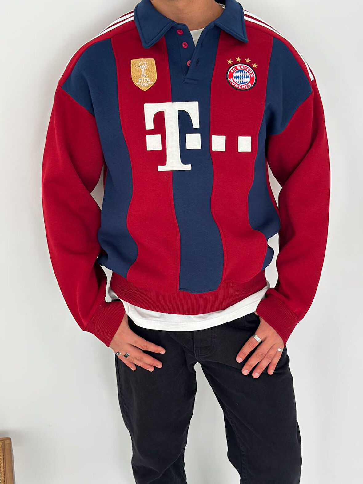 OVERSIZE ŞARDONLU SWEAT - BAYERN MUNIH - ARSENAL - MILAN DÜĞMELİ YAKA KALİTELİ SWEATSHIRT
