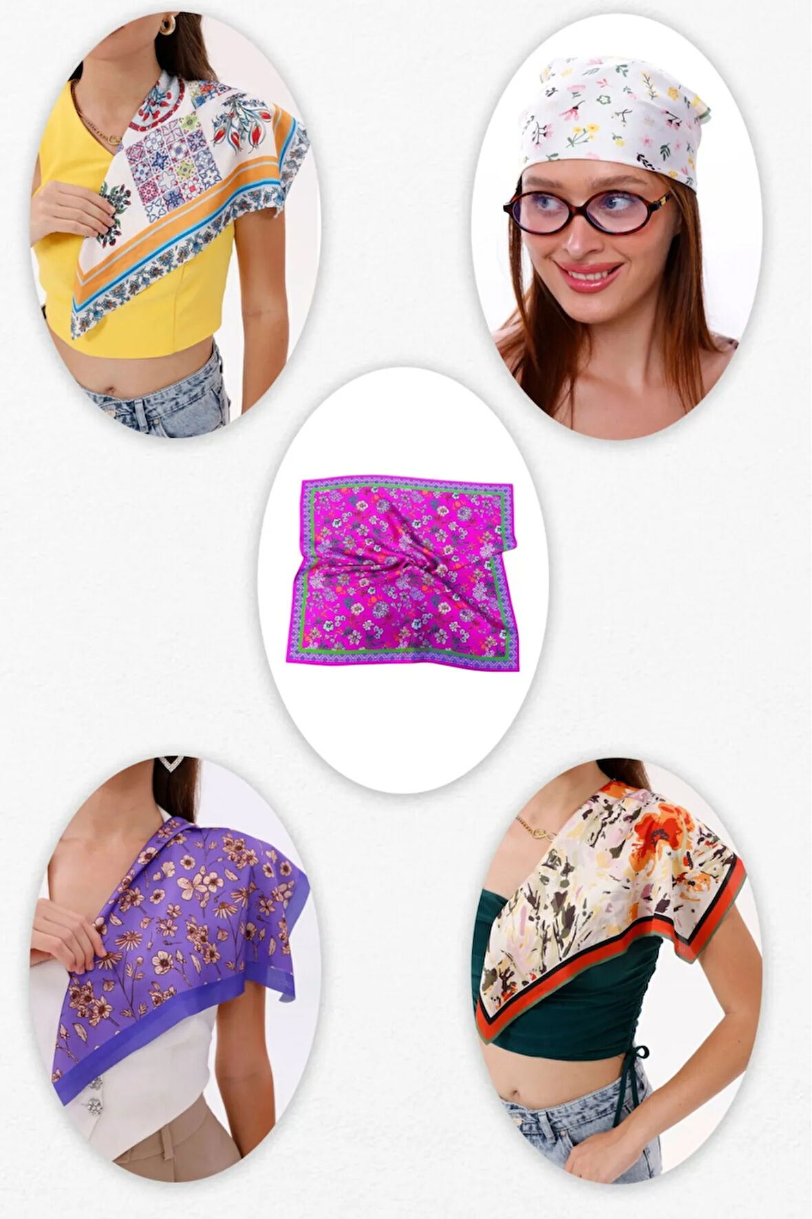 5'li Çiçek Fular Set Estascarf