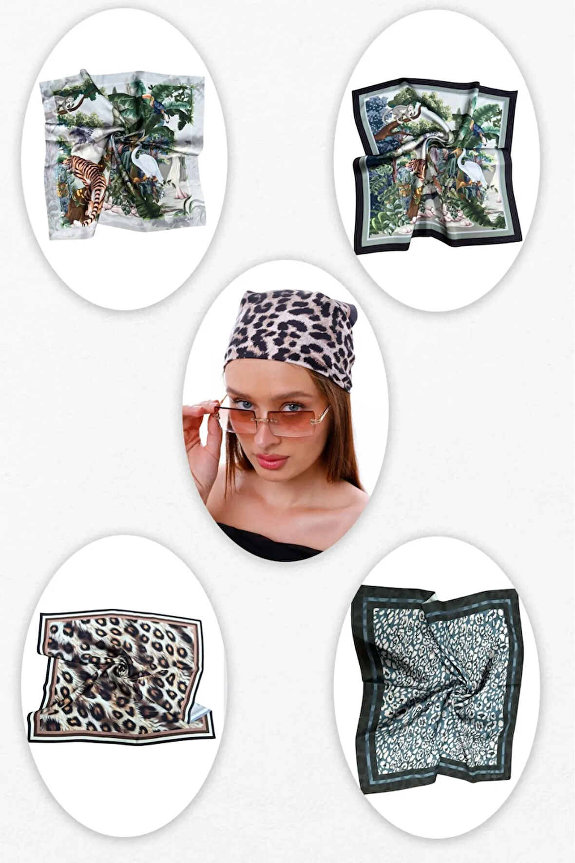 5'li Leopar Fular Set Estascarf
