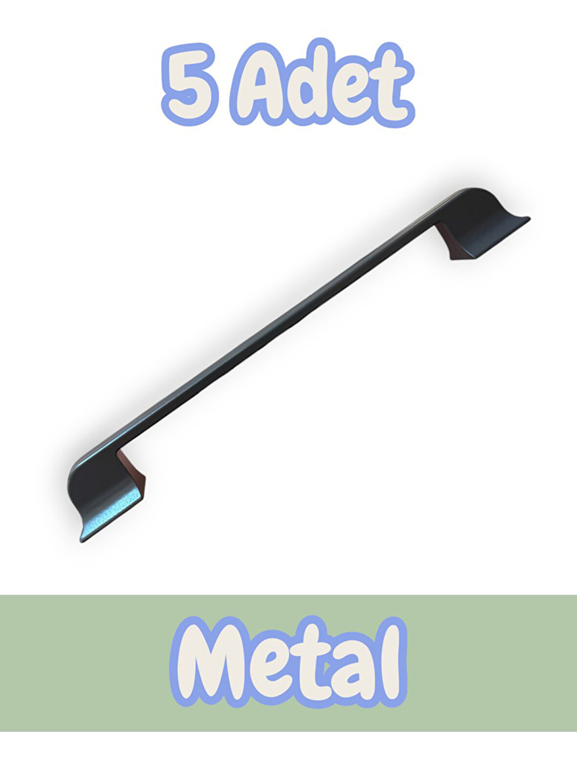 Beta Çizgili Antrasit Alüminyum Metal Lüks Modern Mobilya Çekmece Mutfak Dolabı Kulpu 160mm-192mm (5 Adet)