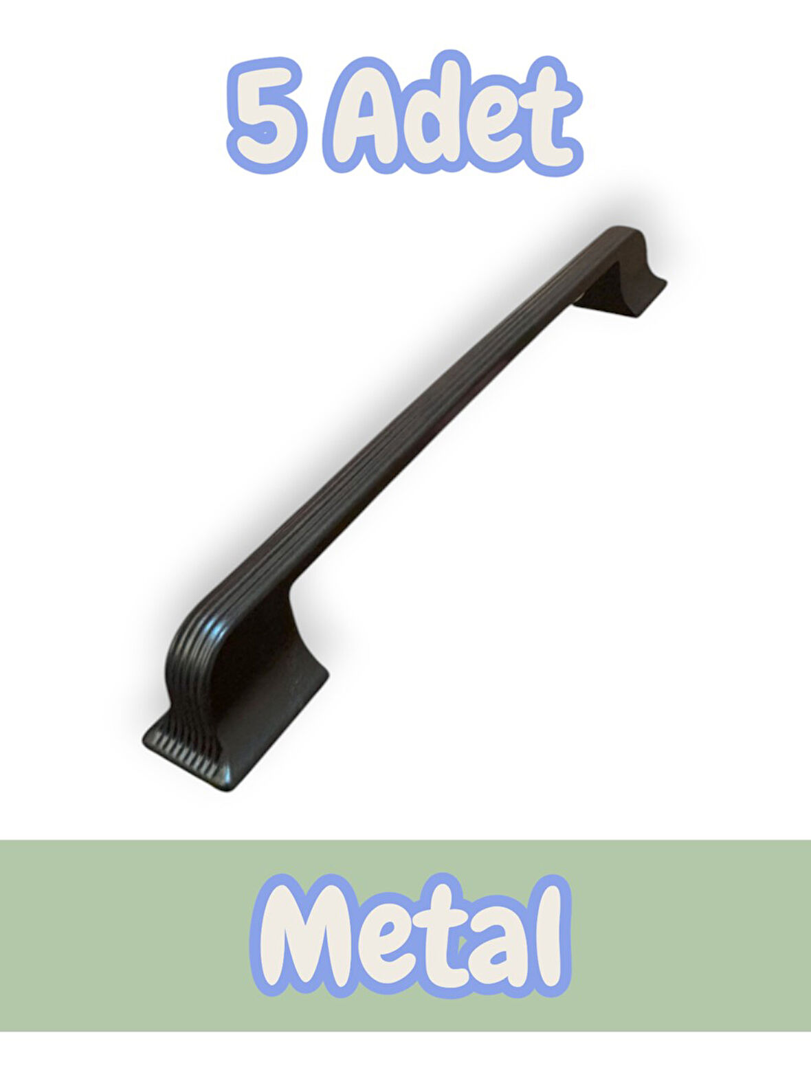 Beta Çizgili Siyah Alüminyum Metal Lüks Modern Mobilya Çekmece Mutfak Dolabı Kulpu 160mm-192mm (5 Adet)