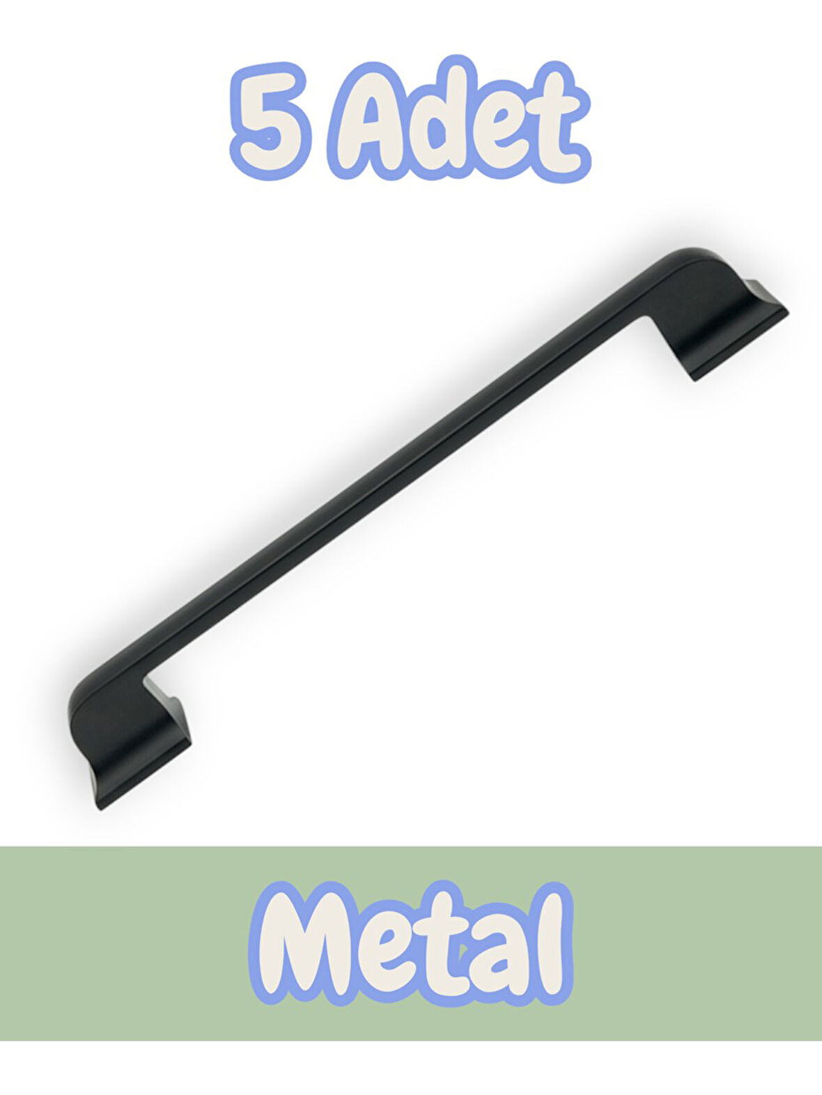 Beta Düz Antrasit Alüminyum Metal Lüks Modern Mobilya Çekmece Mutfak Dolabı Kulpu 160mm-192mm (5 Adet)