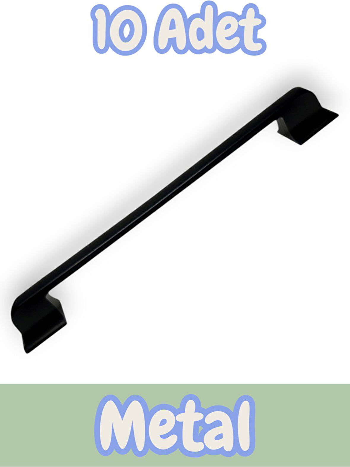 Beta Düz Siyah Alüminyum Metal Lüks Modern Mobilya Çekmece Mutfak Dolabı Kulpu 160mm-192mm (10 Adet)