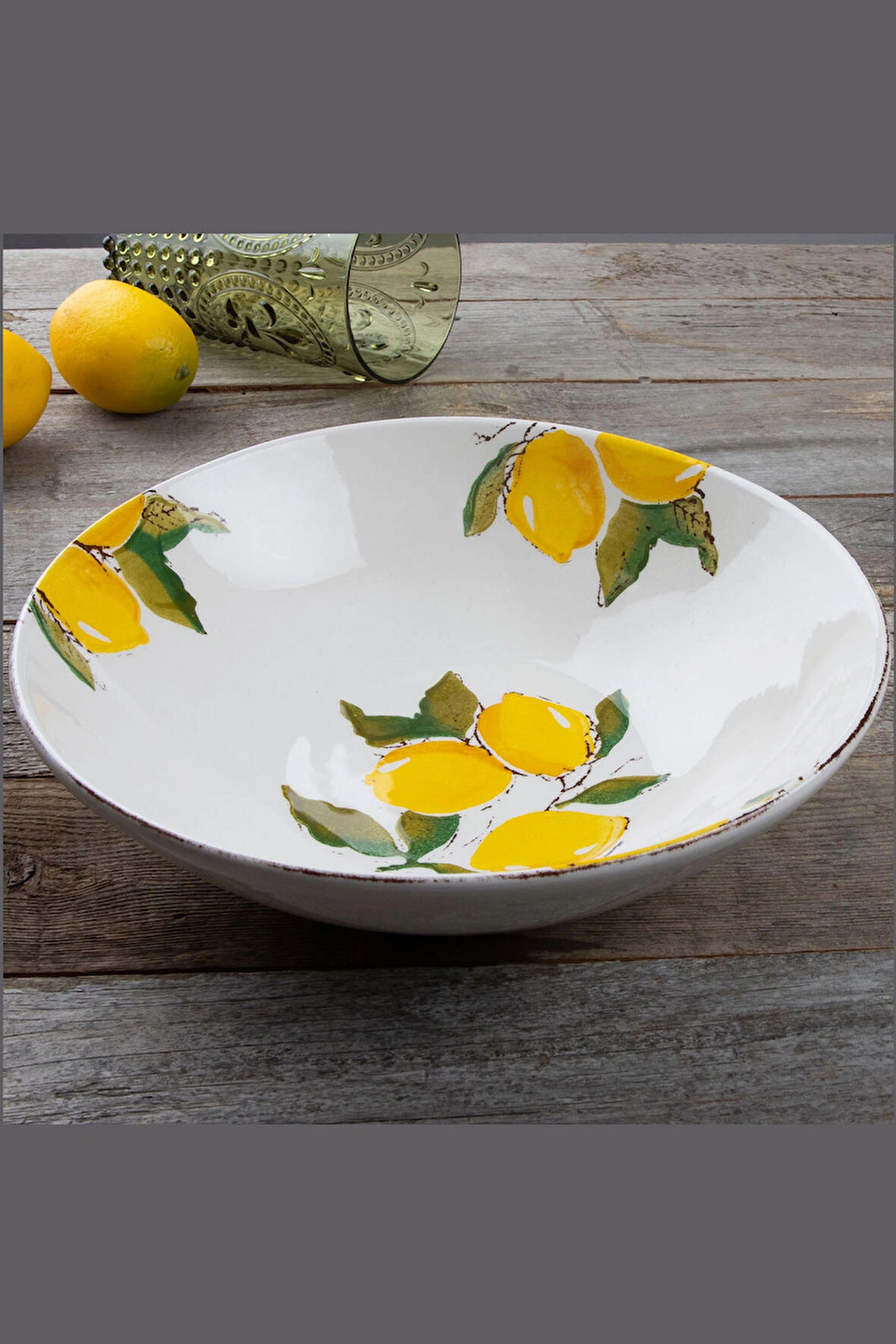 Limon Desen El Yapımı Yuvarlak Salata Kasesi 26 Cm