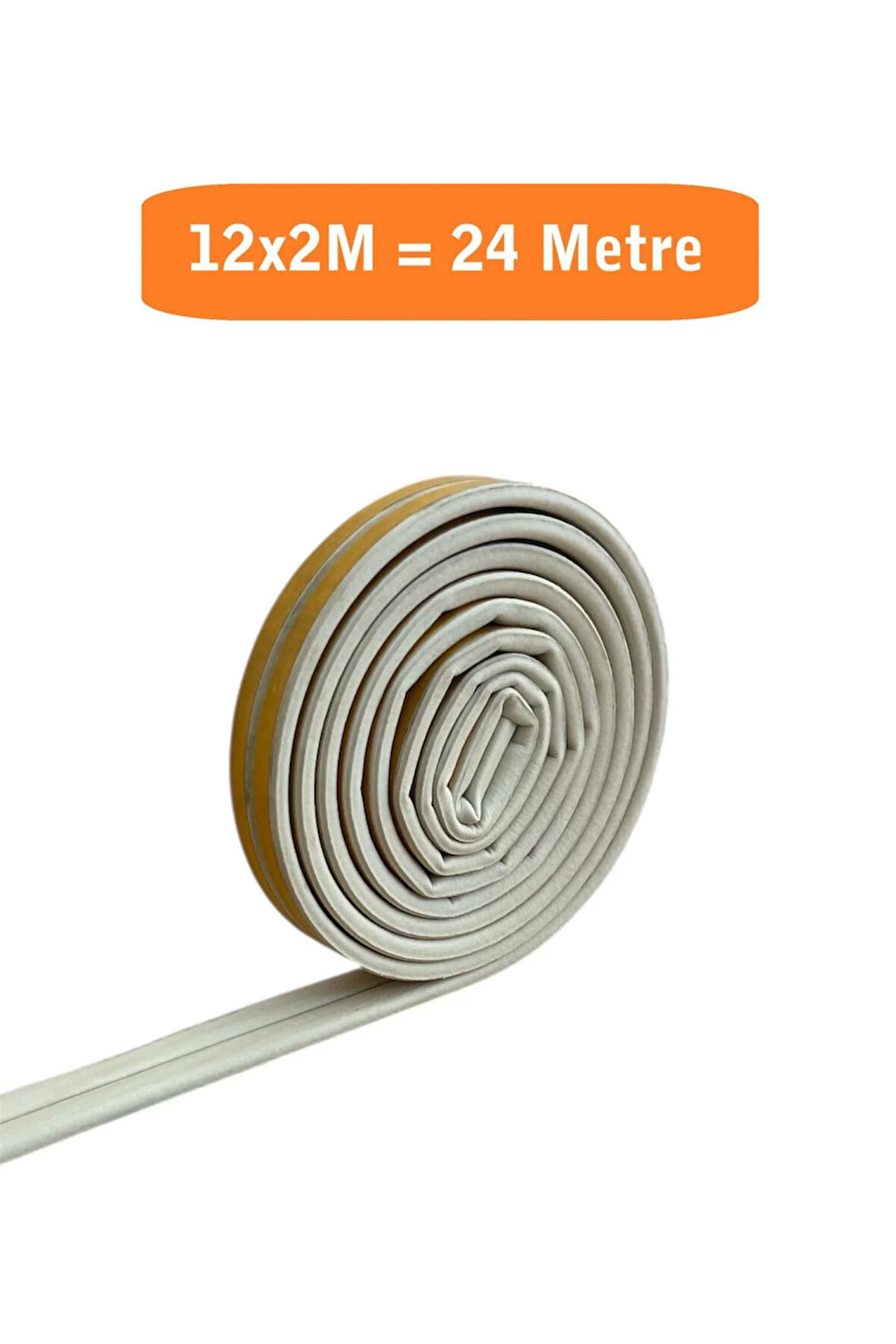 Kapı Pencere Fitili Yapışkanlı (Beyaz) Kapı Pencere Bandı Bantları 12x2 Metre= 24 Metre
